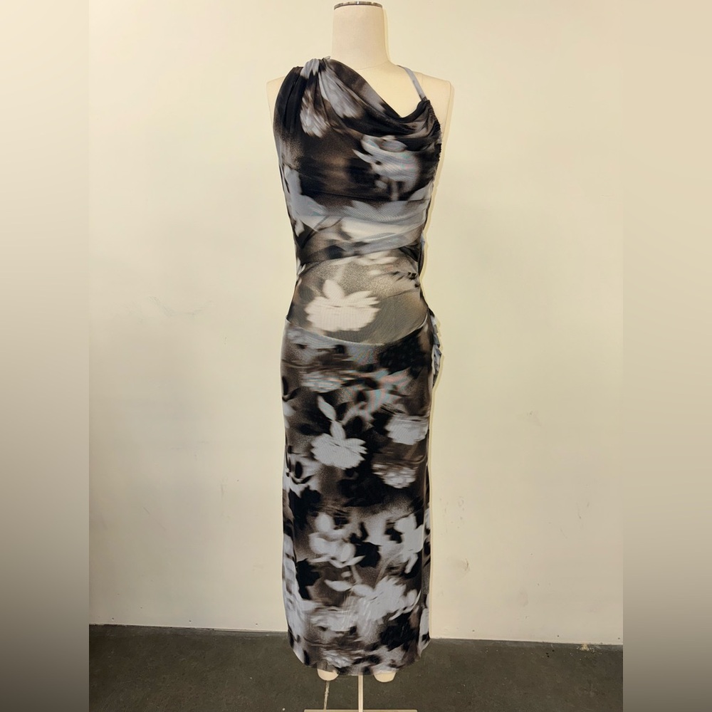 Bec & Bridge One Shoulder Black and White Dress